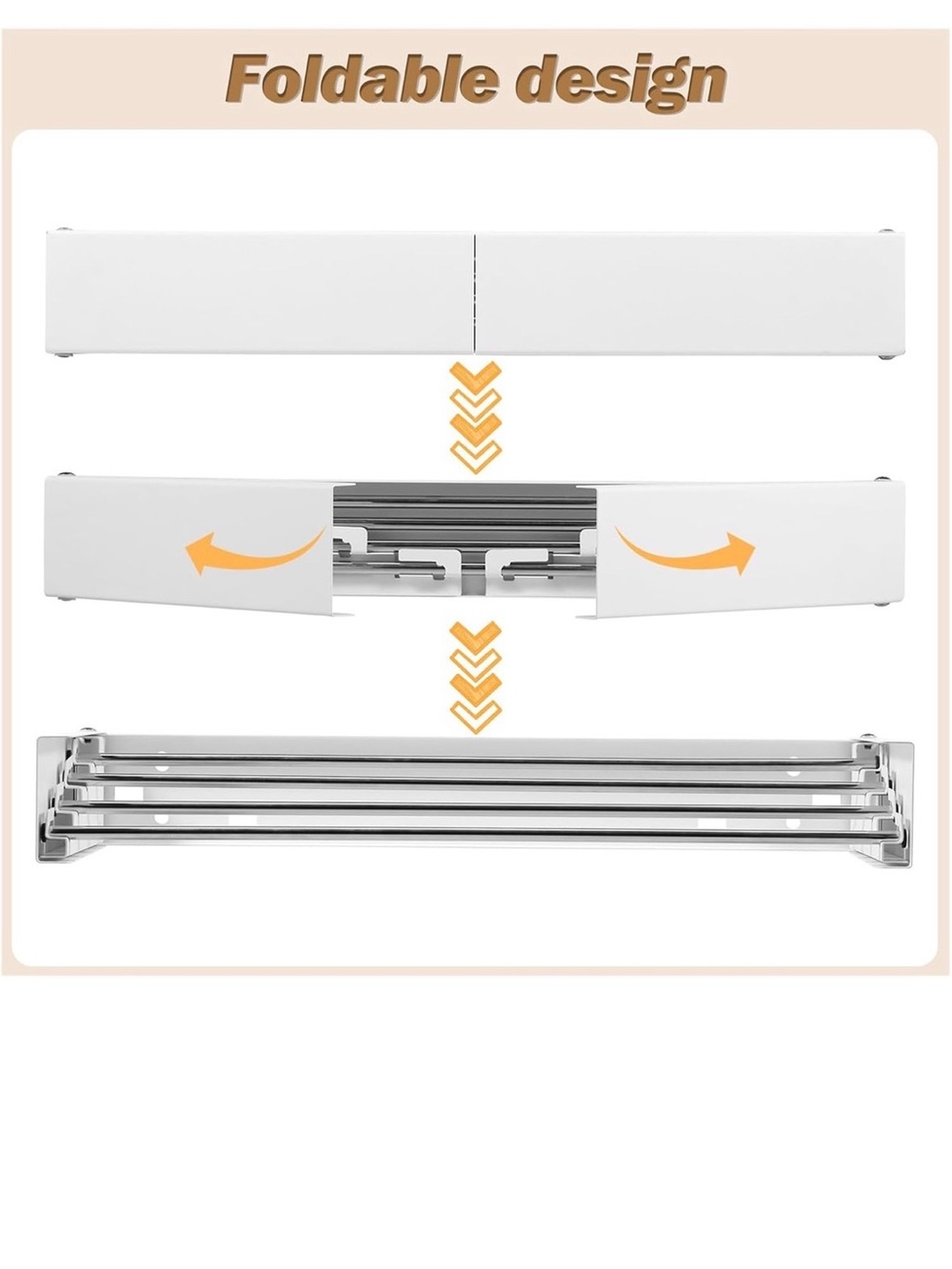New Open Box White Foldable Wall Mounted Clothes Rack, Retractable Clothes Dryin